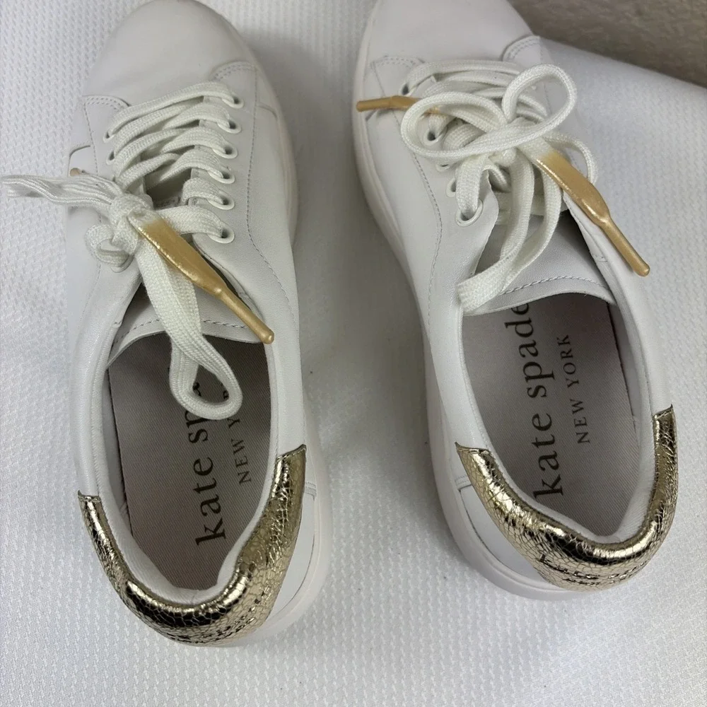 Kate‎ Spade Size 8.5 New York Lift Platform Sneaker White Leather
